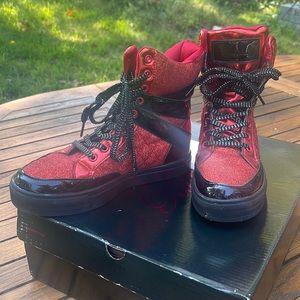 Pastry red glitter high top sneakers dance hip hop size 8.5